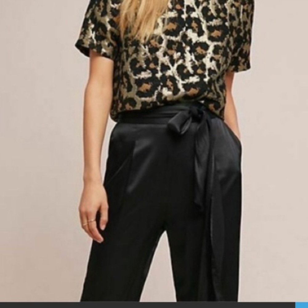 Anthropologie Ett:wa satin tie waist pants - Picture 3 of 5